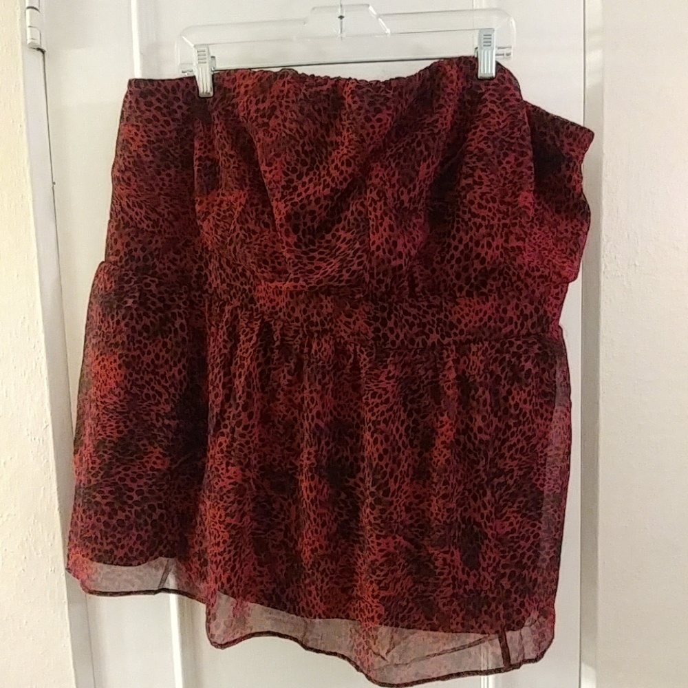 Red animal print bustier